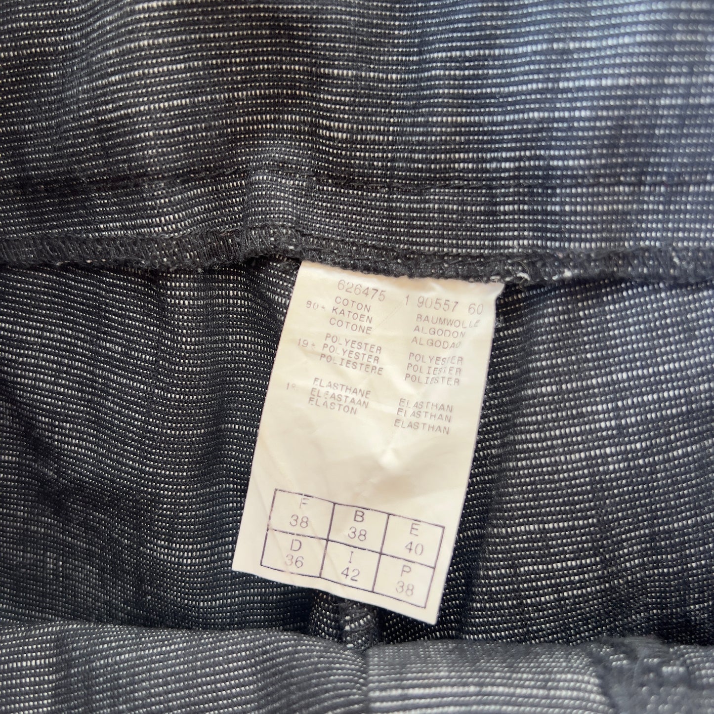 dark grey flared trousers