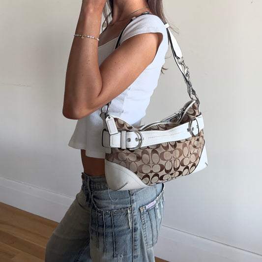 white signature Coach bag