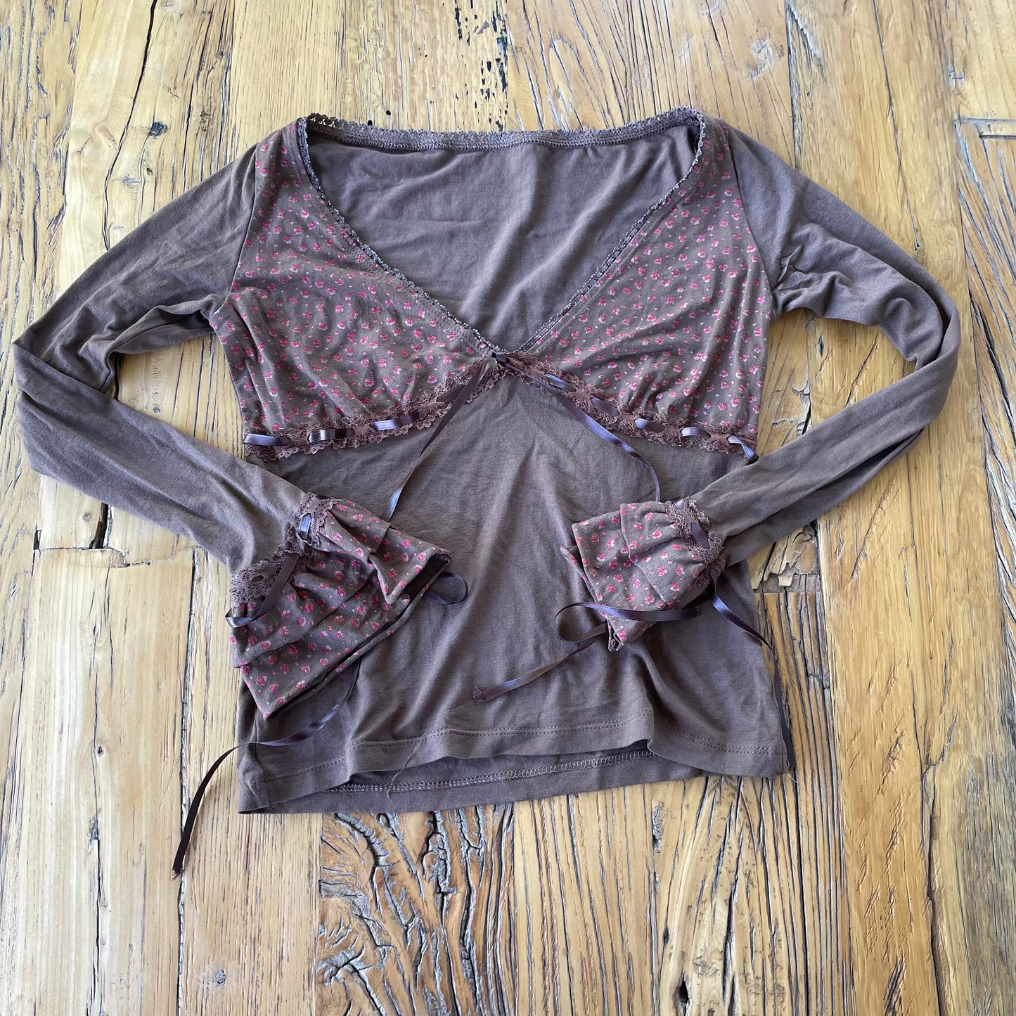 brown floral long sleeve