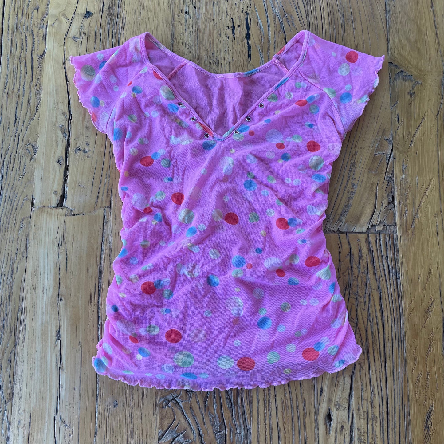 polka dot mesh top