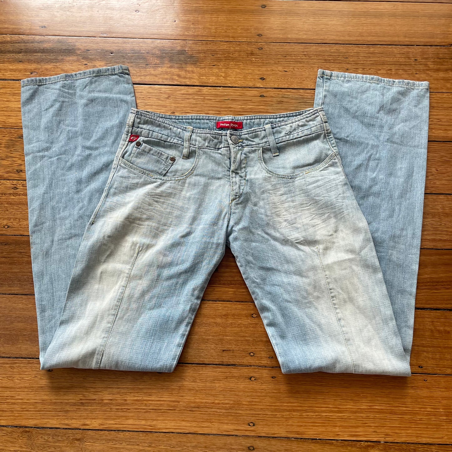 light wash denim bootcut jeans