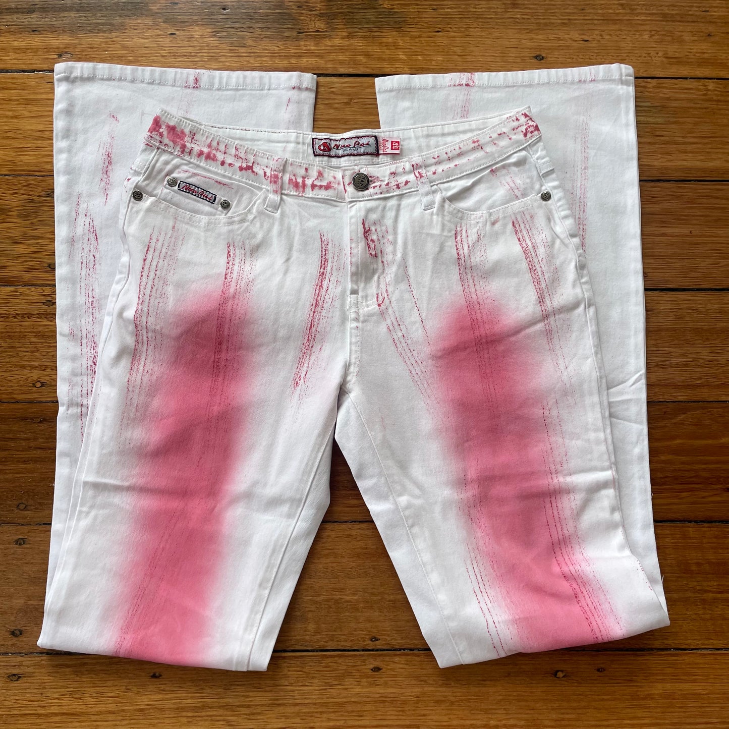 deadstock pink/white denim jeans