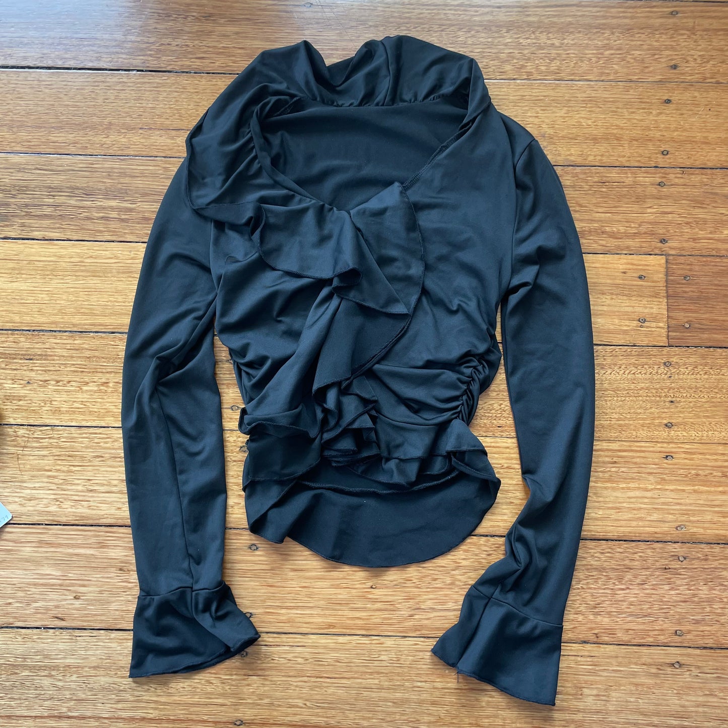 black frilly long sleee