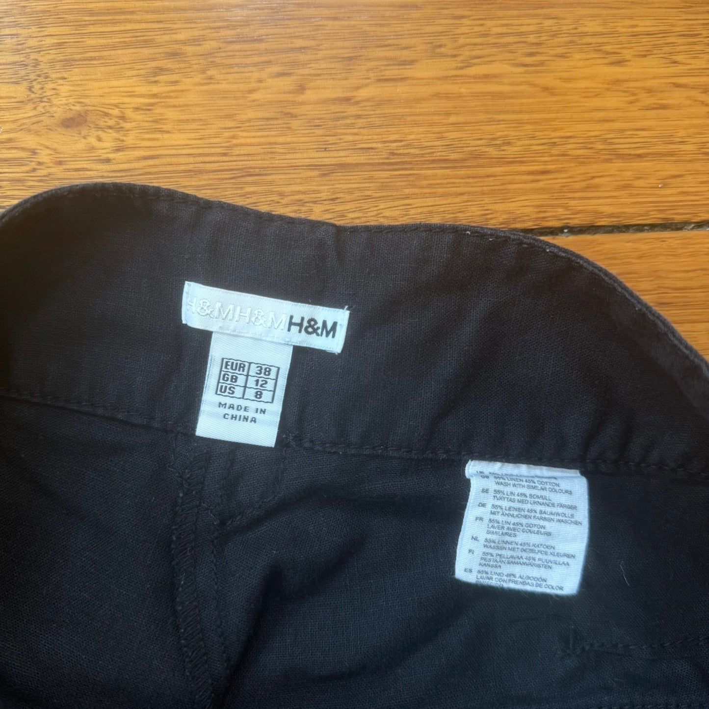 black wide leg linen pants