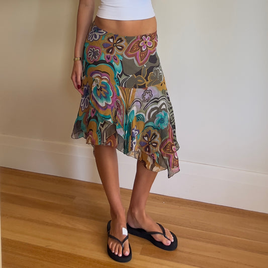 floral multi-coloured midi skirt