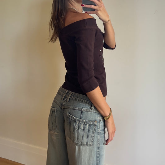 3/4 sleeve cowgirl top