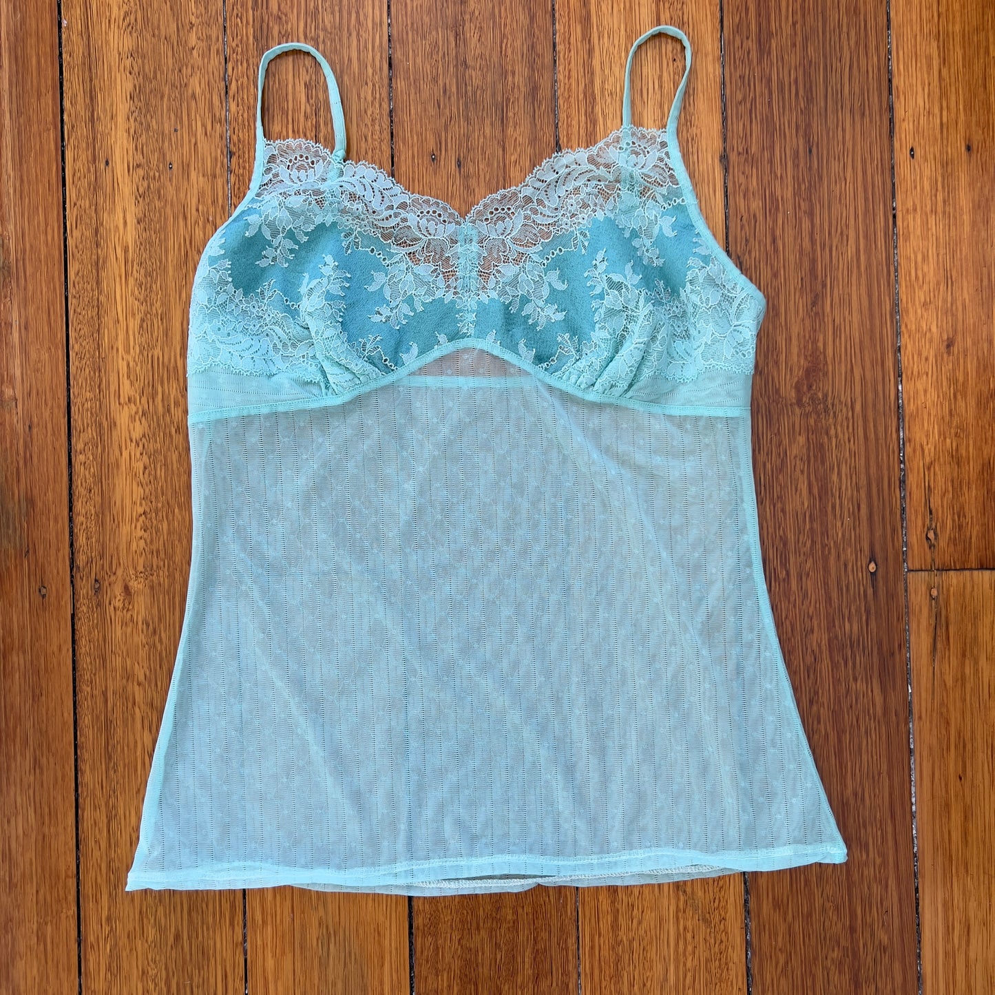 blue mesh lace cami