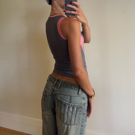 y2k pink/grey sports tank