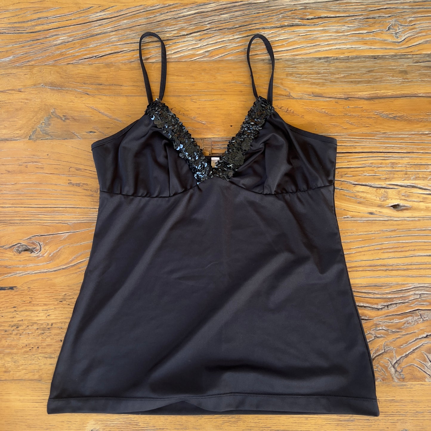 black sequin trim cami