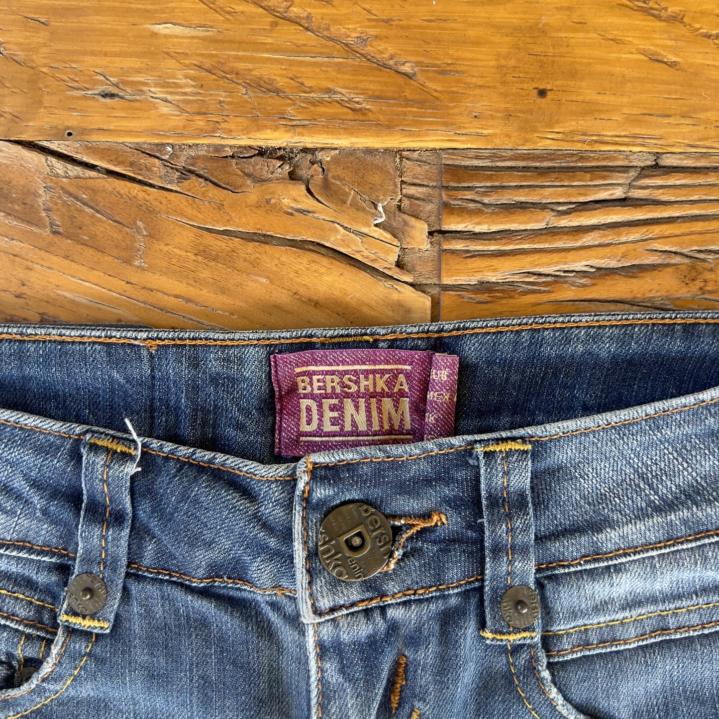 low rise denim mini skirt