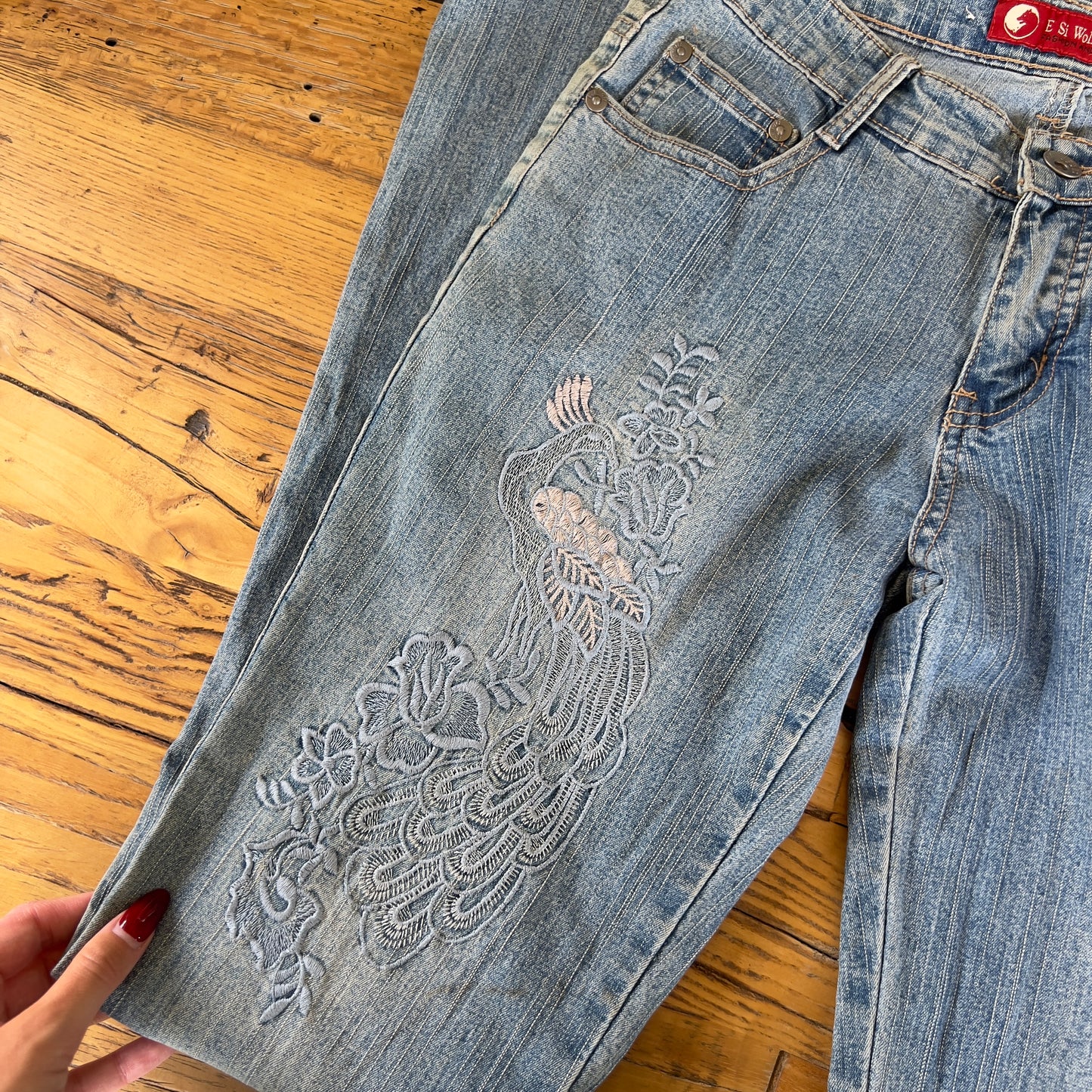 embroidered flared jeans