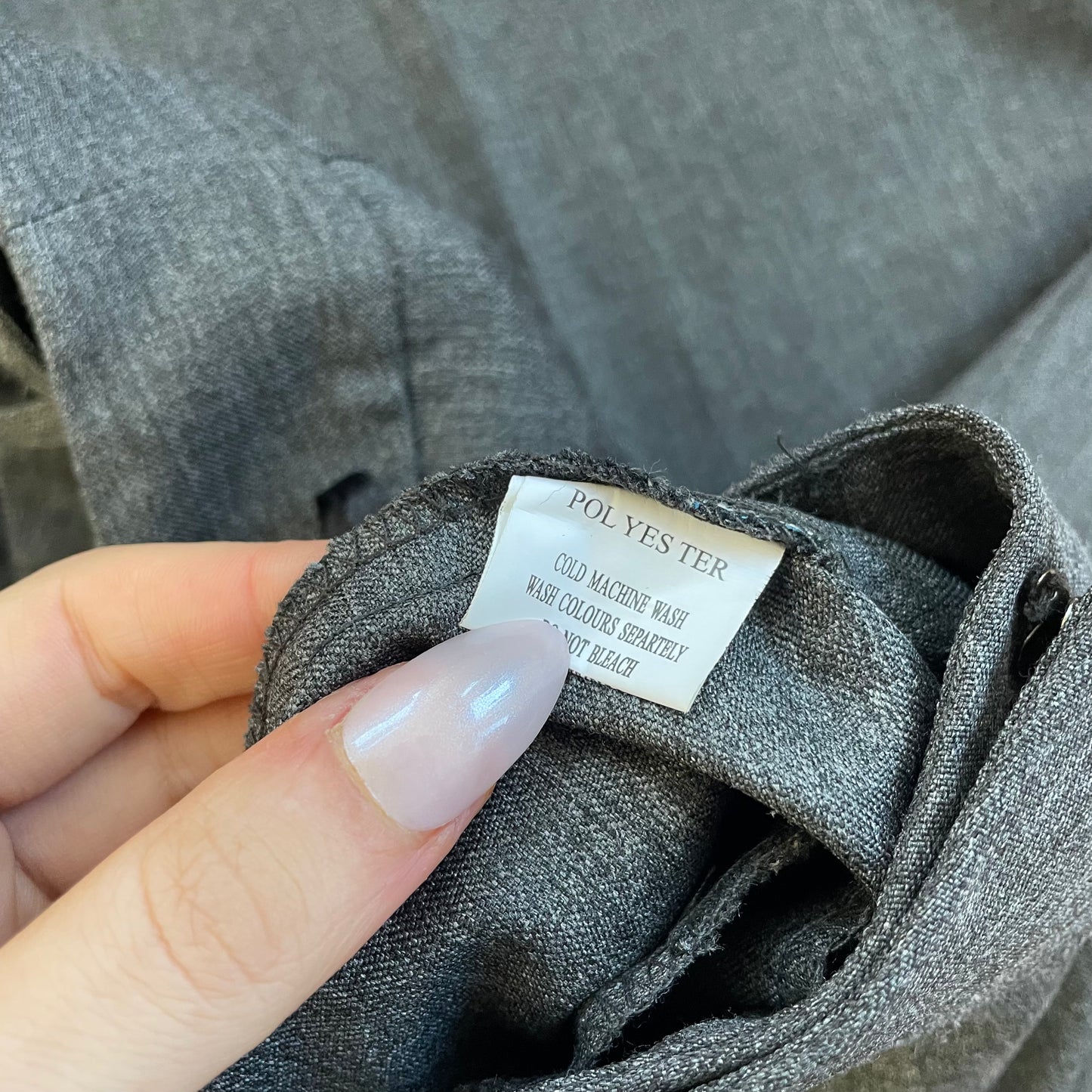 grey flared trousers