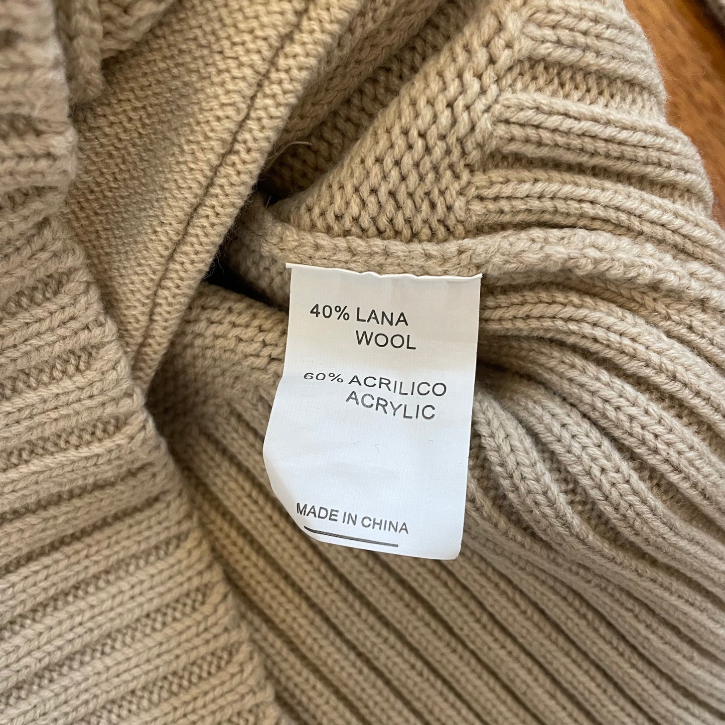 beige zip up knit