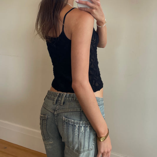 black sheer lace cami