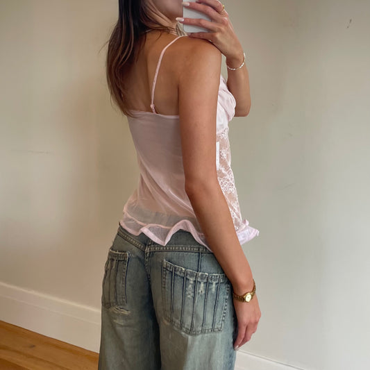 deadstock pink lace cami
