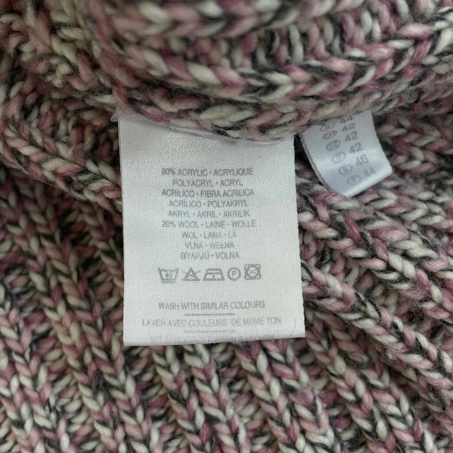 multi-coloured zip-up wool knit