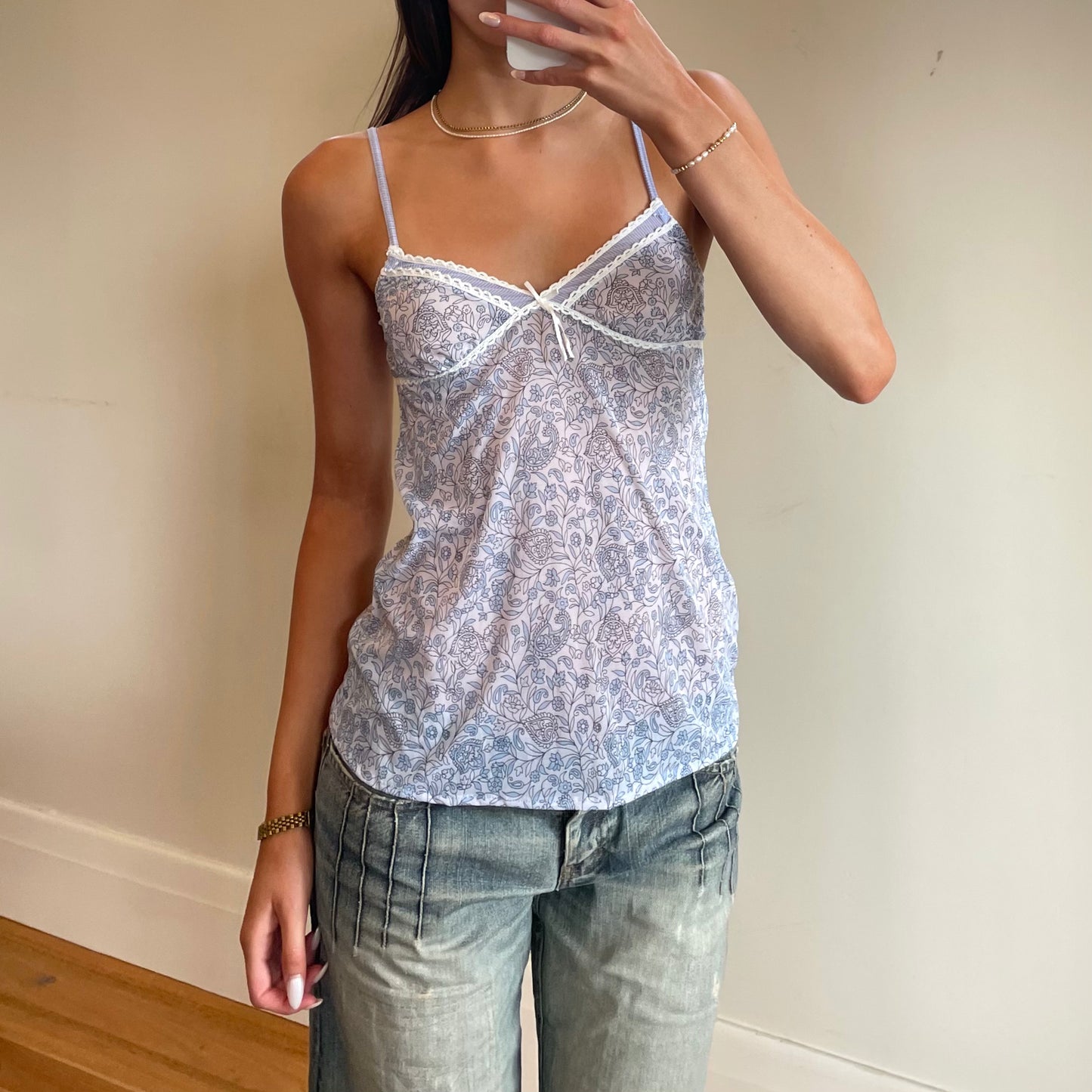 sheer floral cami