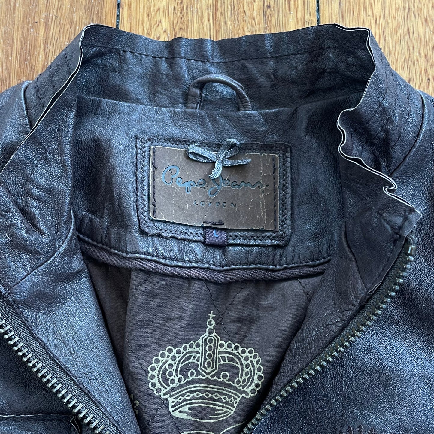 brown leather moto jacket