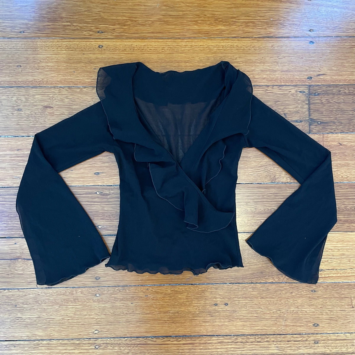 black sheer mesh blouse