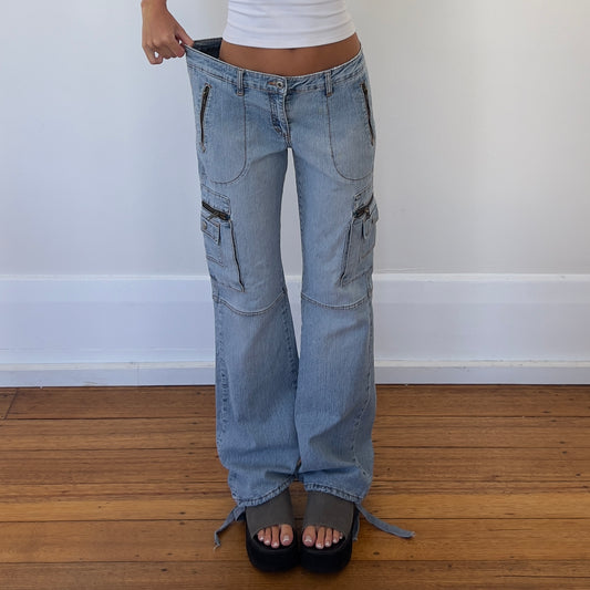 cargo style wide leg jeans