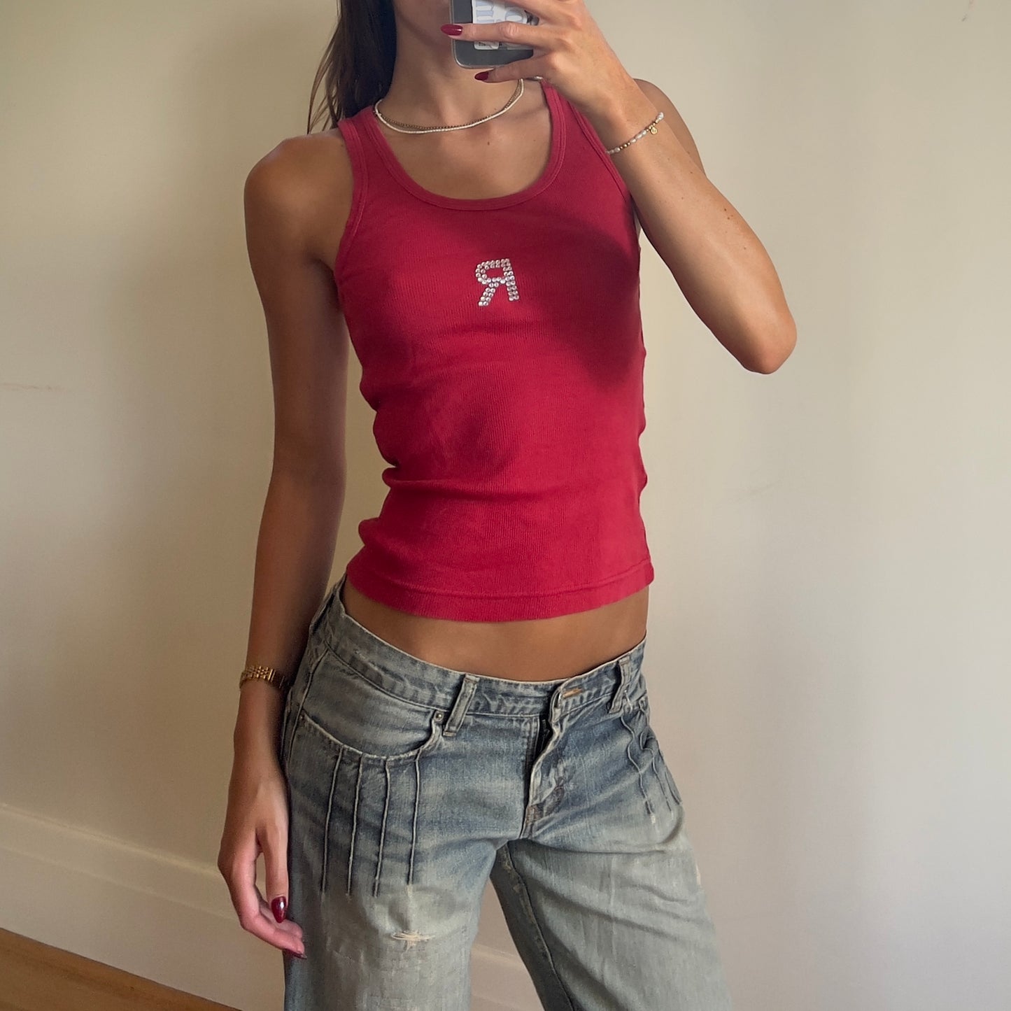 y2k red Roxy tank
