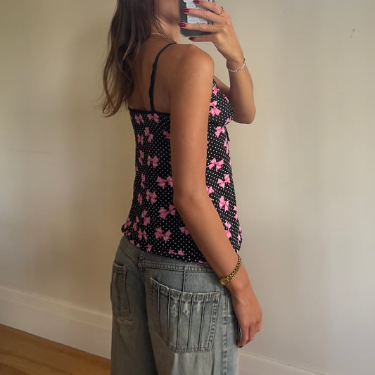 y2k polka dot/bow cami