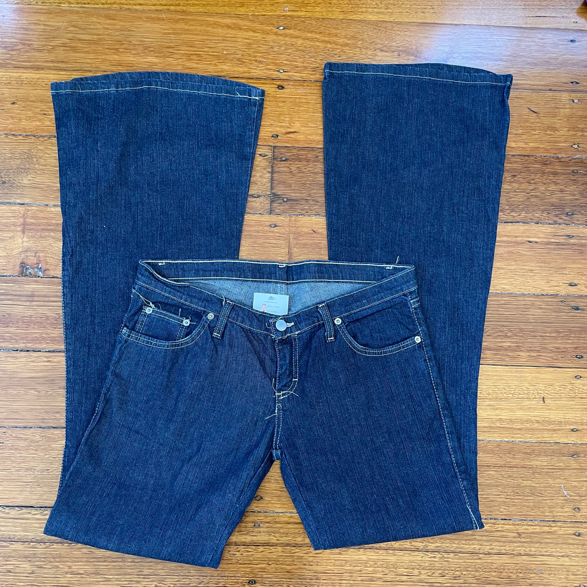 dark denim flared jeans