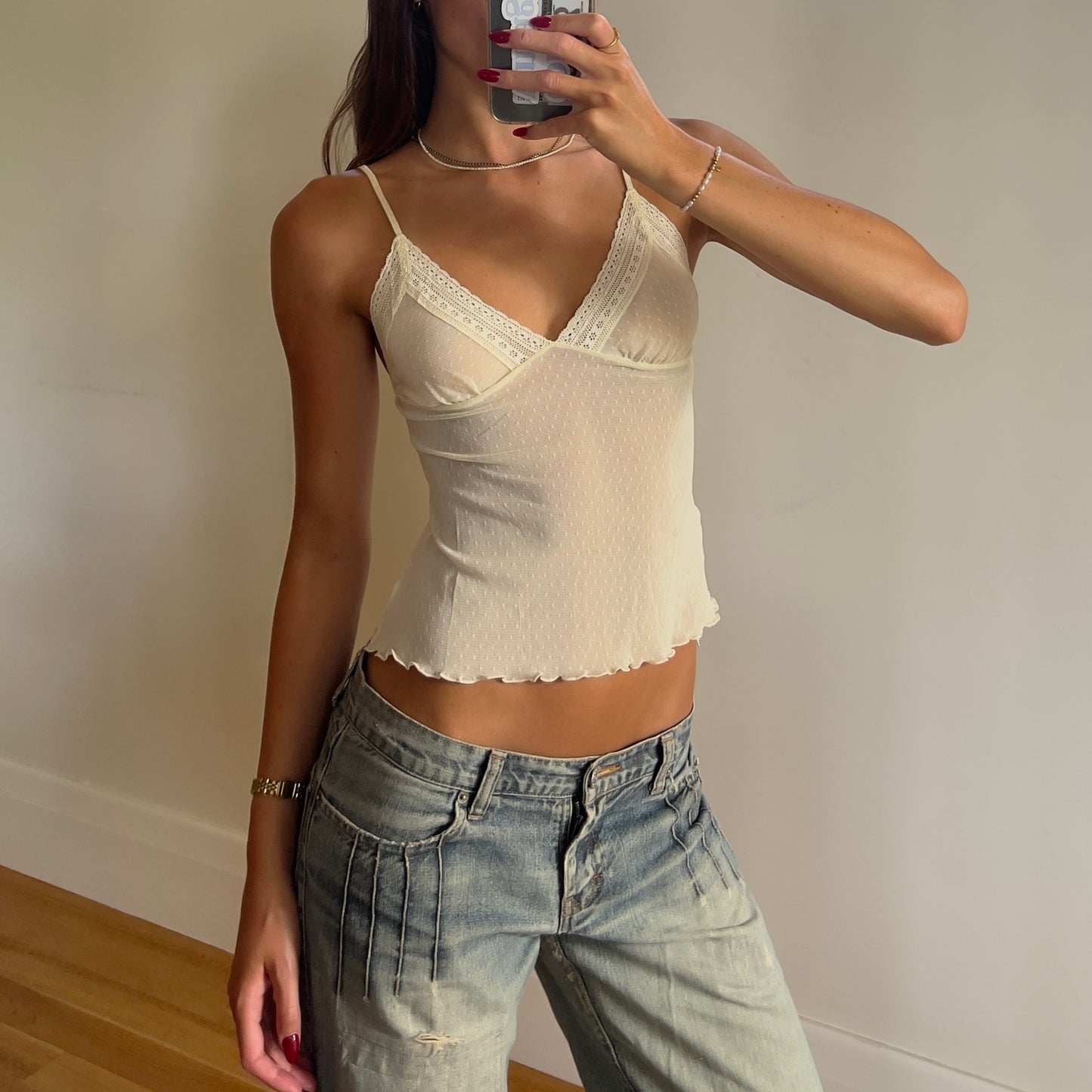 pale yellow sheer cami