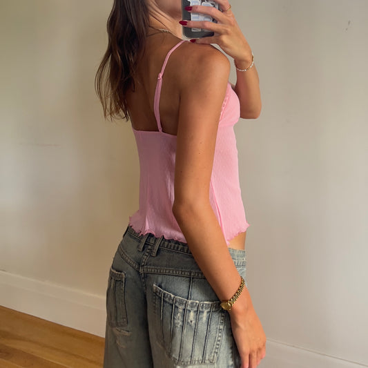 pink lace sheer cami