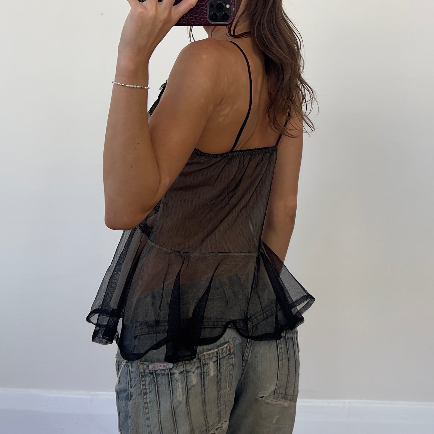 black sheer lace cami