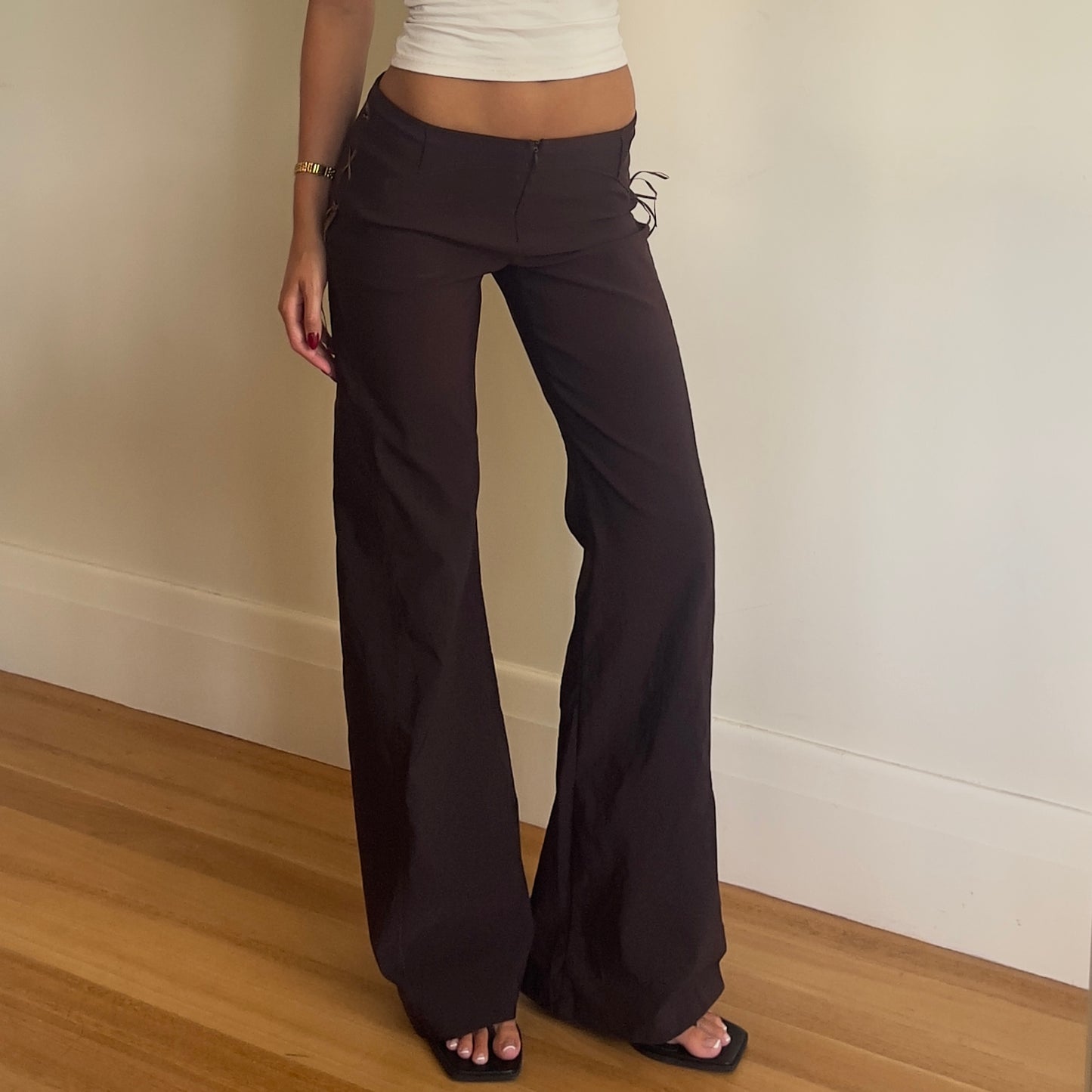 90s brown lace up pants