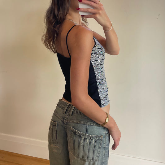 2000s sequin silver cami