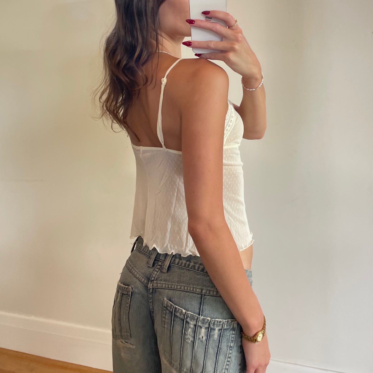 pale yellow sheer cami