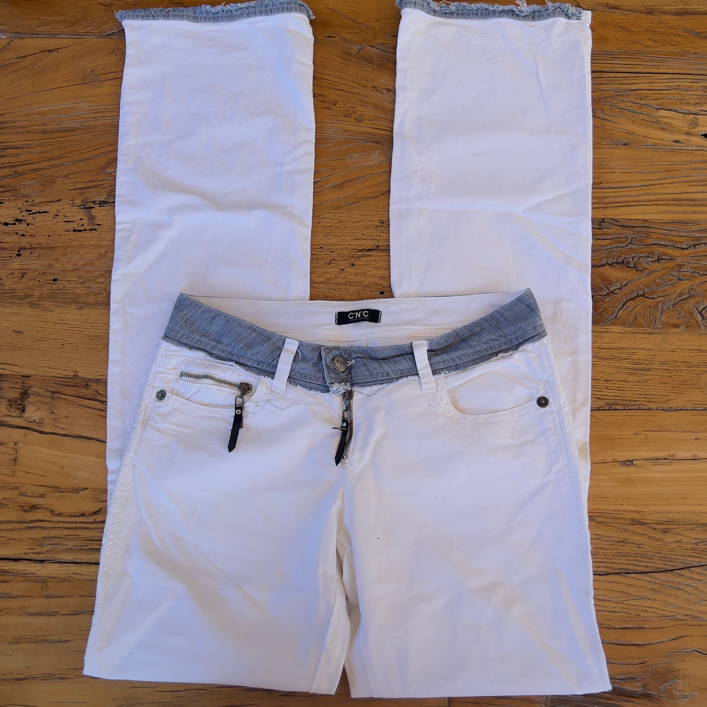 90s white bootcut jeans