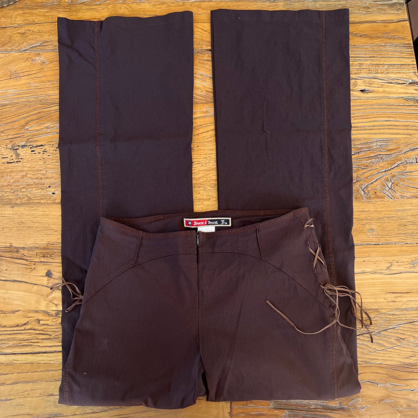 90s brown lace up pants