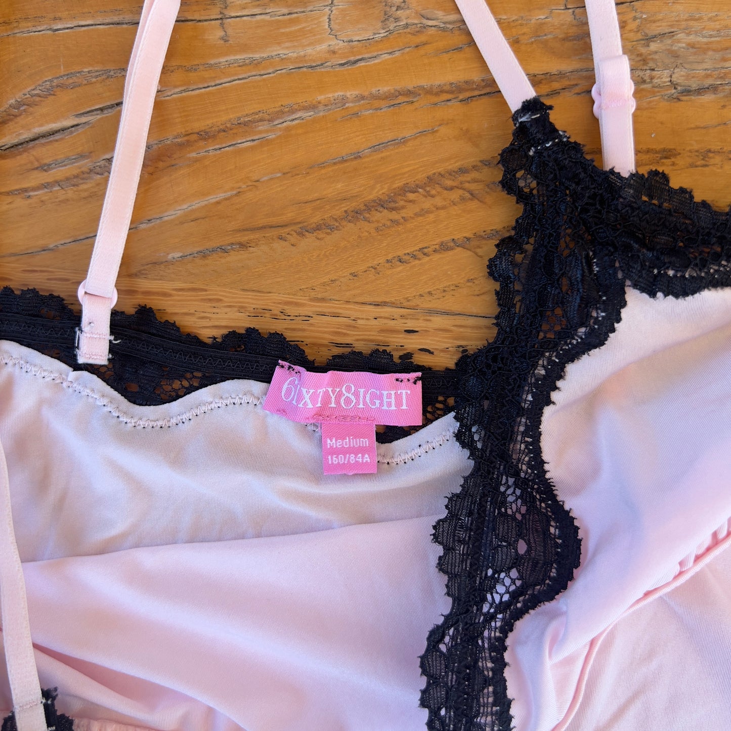 pink/black lace cami
