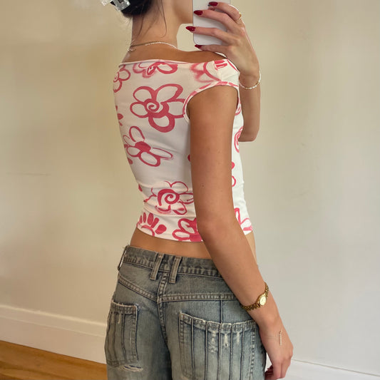 off-shoulder floral top