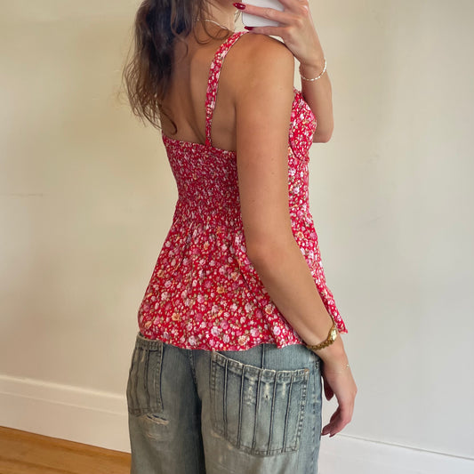 red floral bustier cami