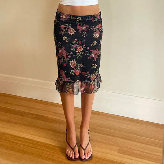 90s floral midi skirt