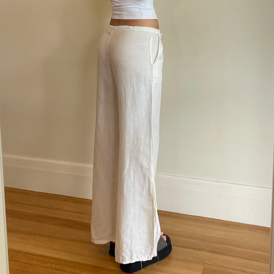 white linen pants