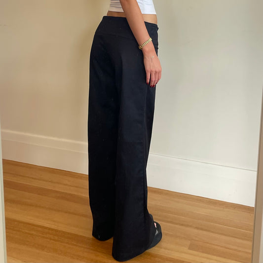 black wide leg trousers