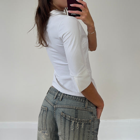 white 3/4 sleeve top