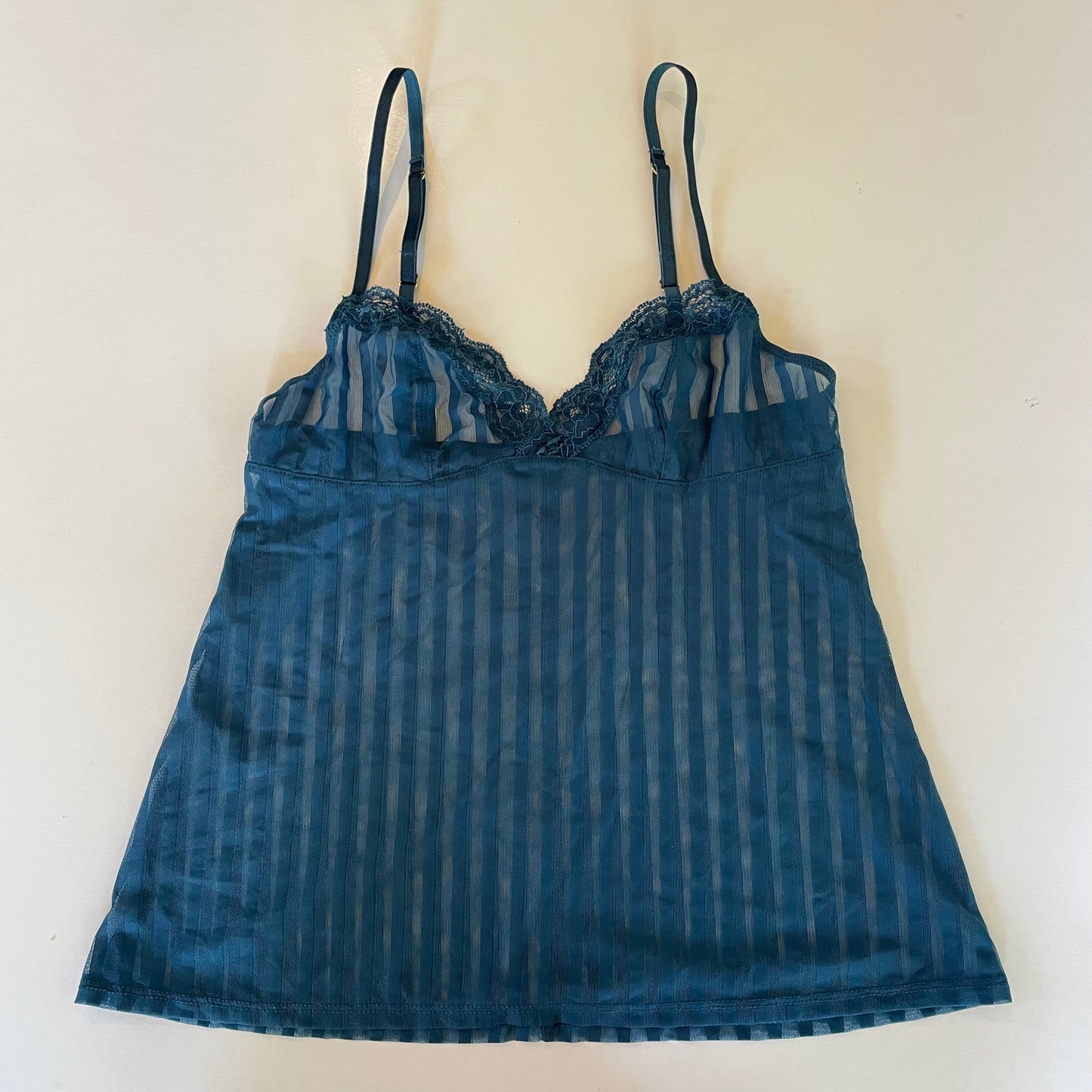 y2k navy teal stripe cami