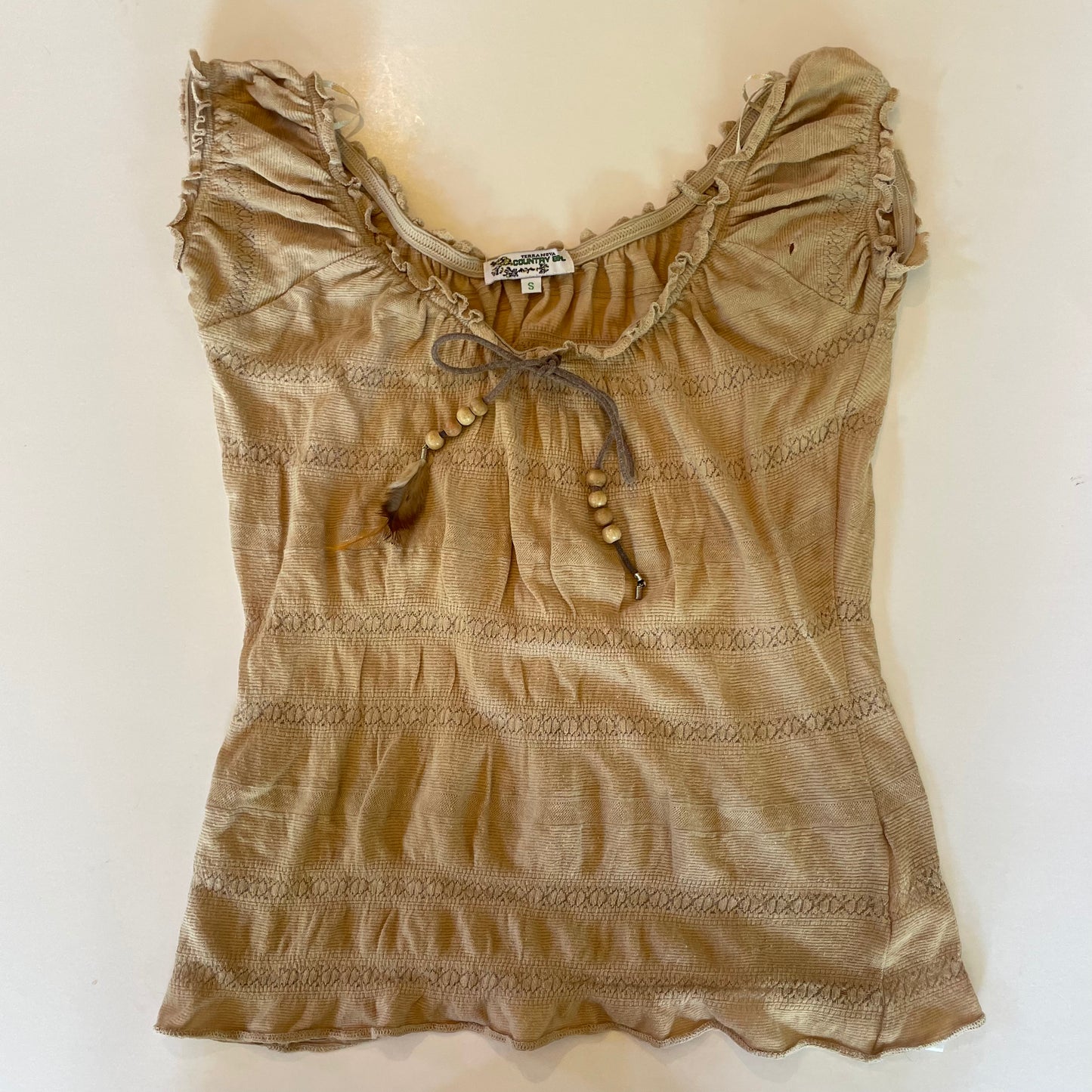 vintage frilly off-shoulder top