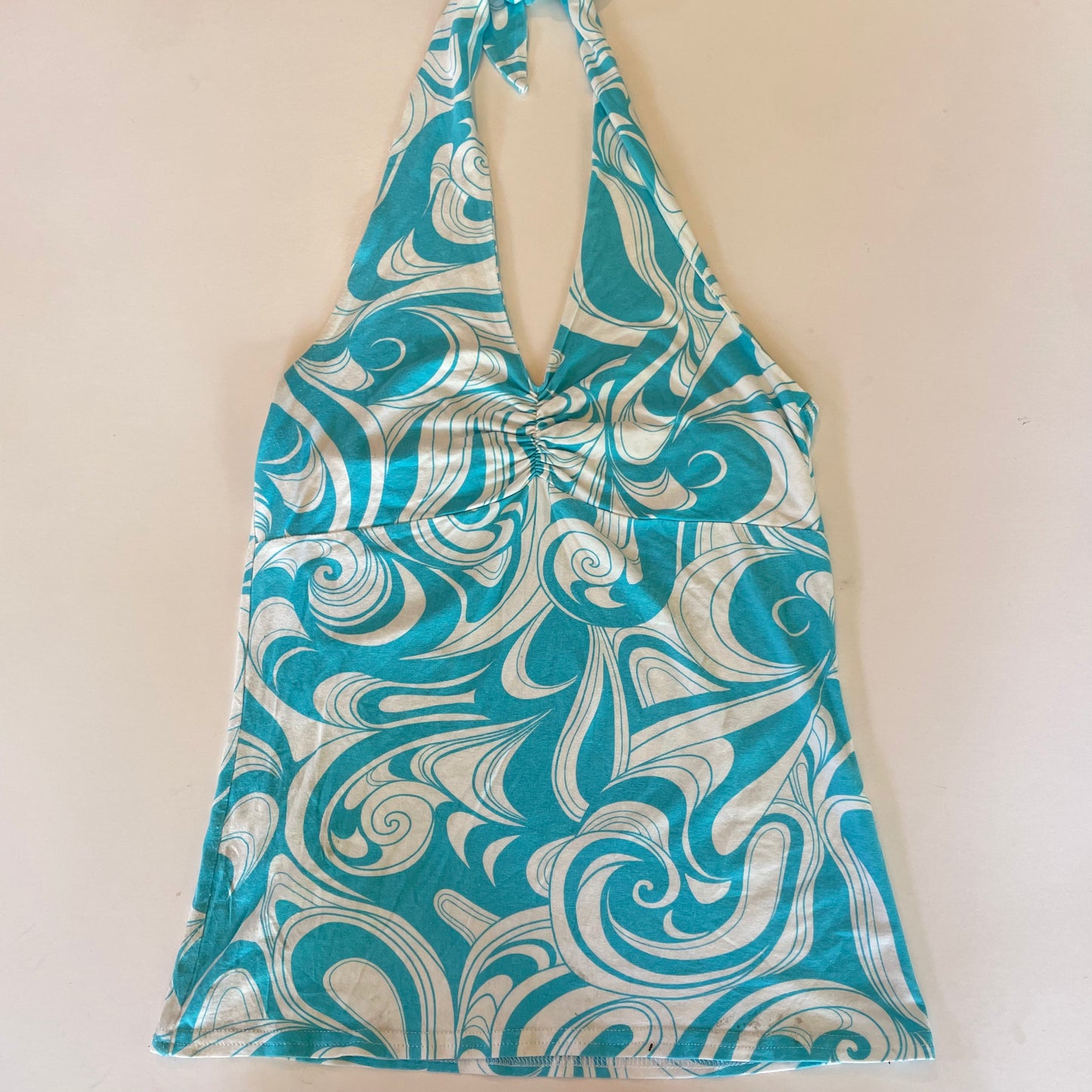 blue floral halter top