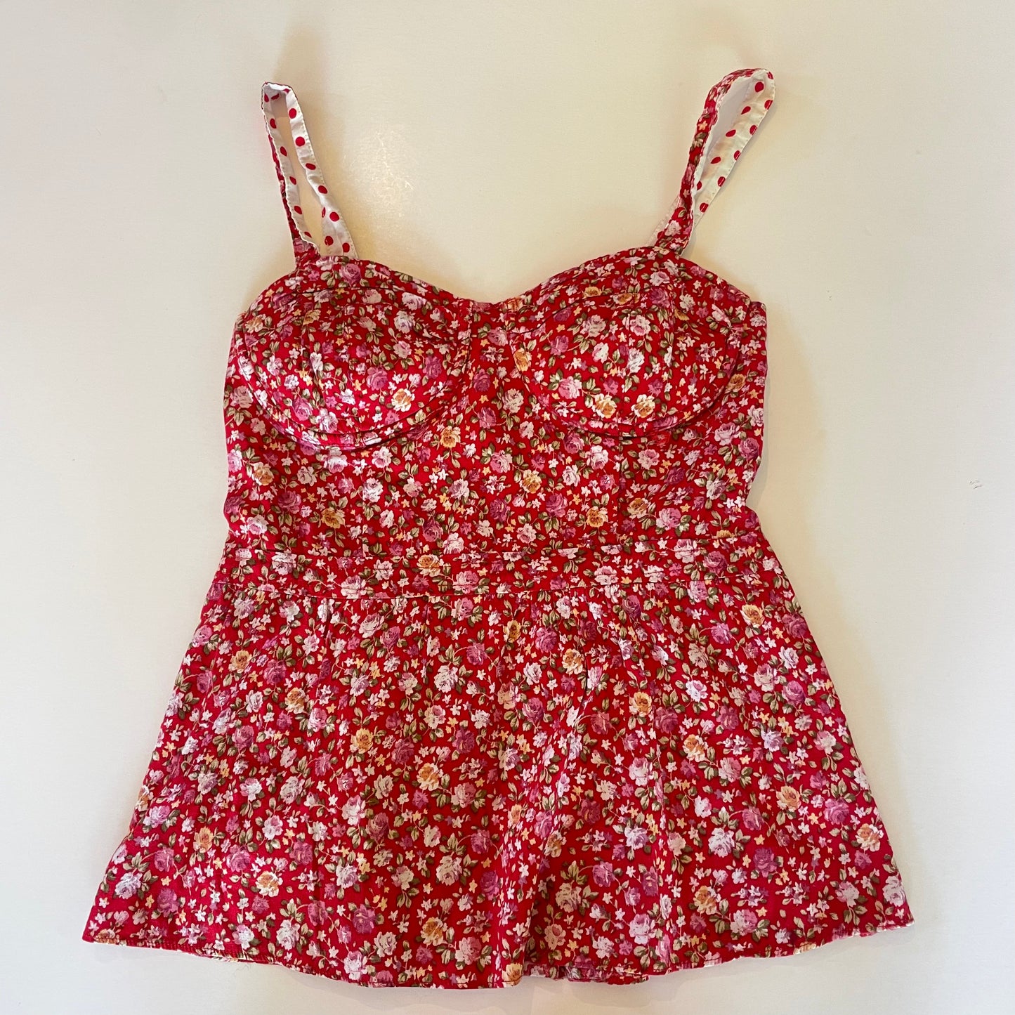 red floral bustier cami