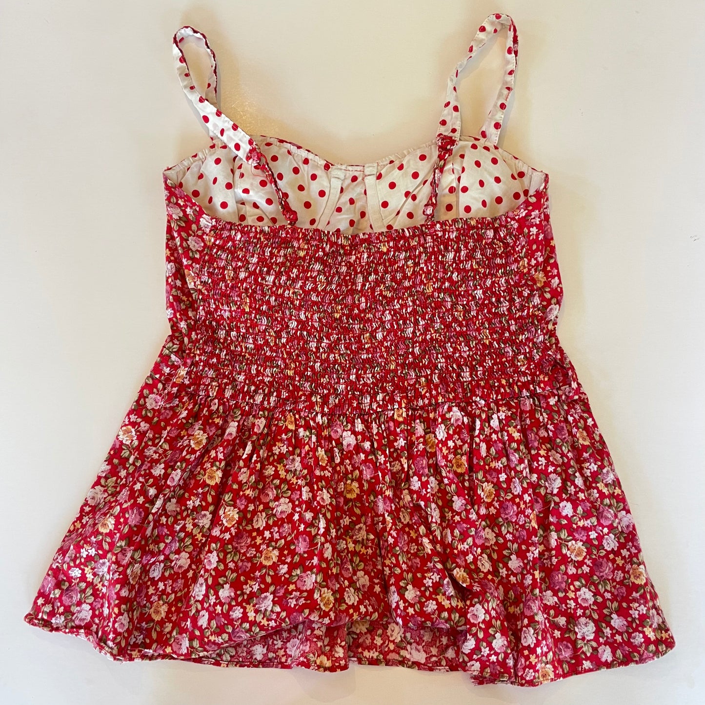red floral bustier cami