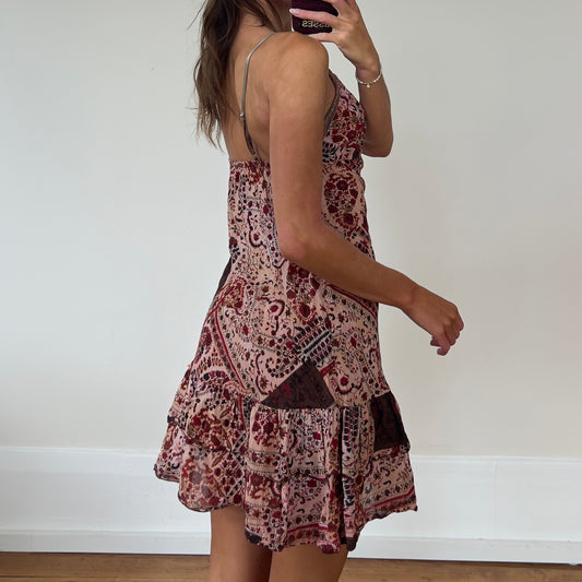 paisley print mini dress