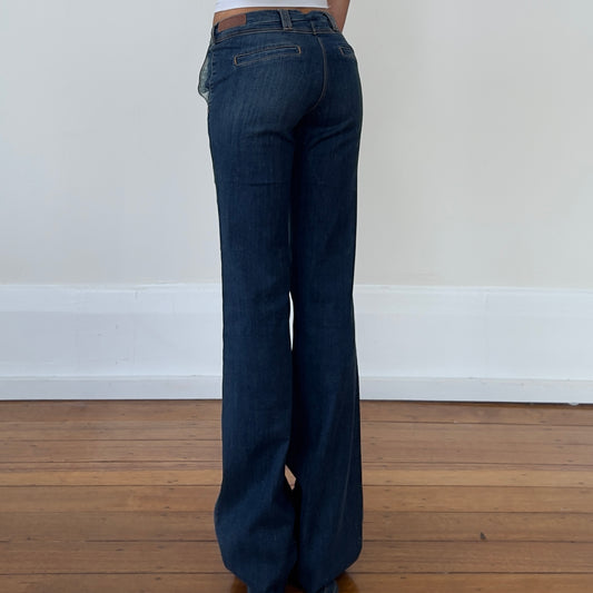 dark denim wide leg jeans