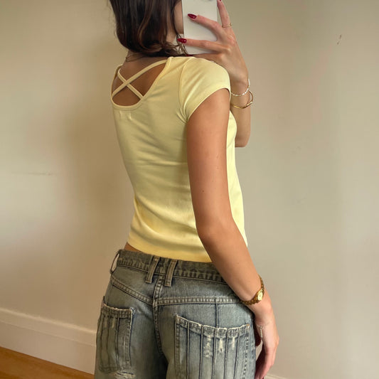 yellow cross back baby tee